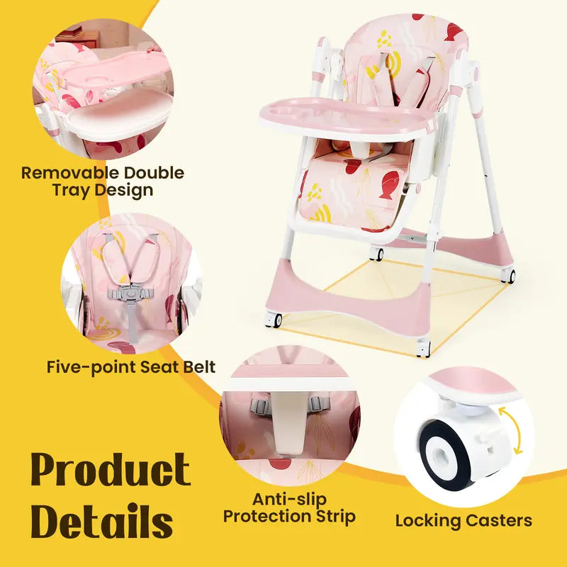 8-in-1 Adjustable Baby High Chair with Foldable Design