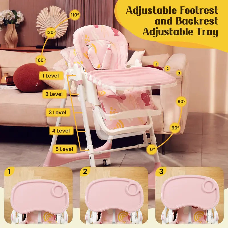 8-in-1 Adjustable Baby High Chair with Foldable Design