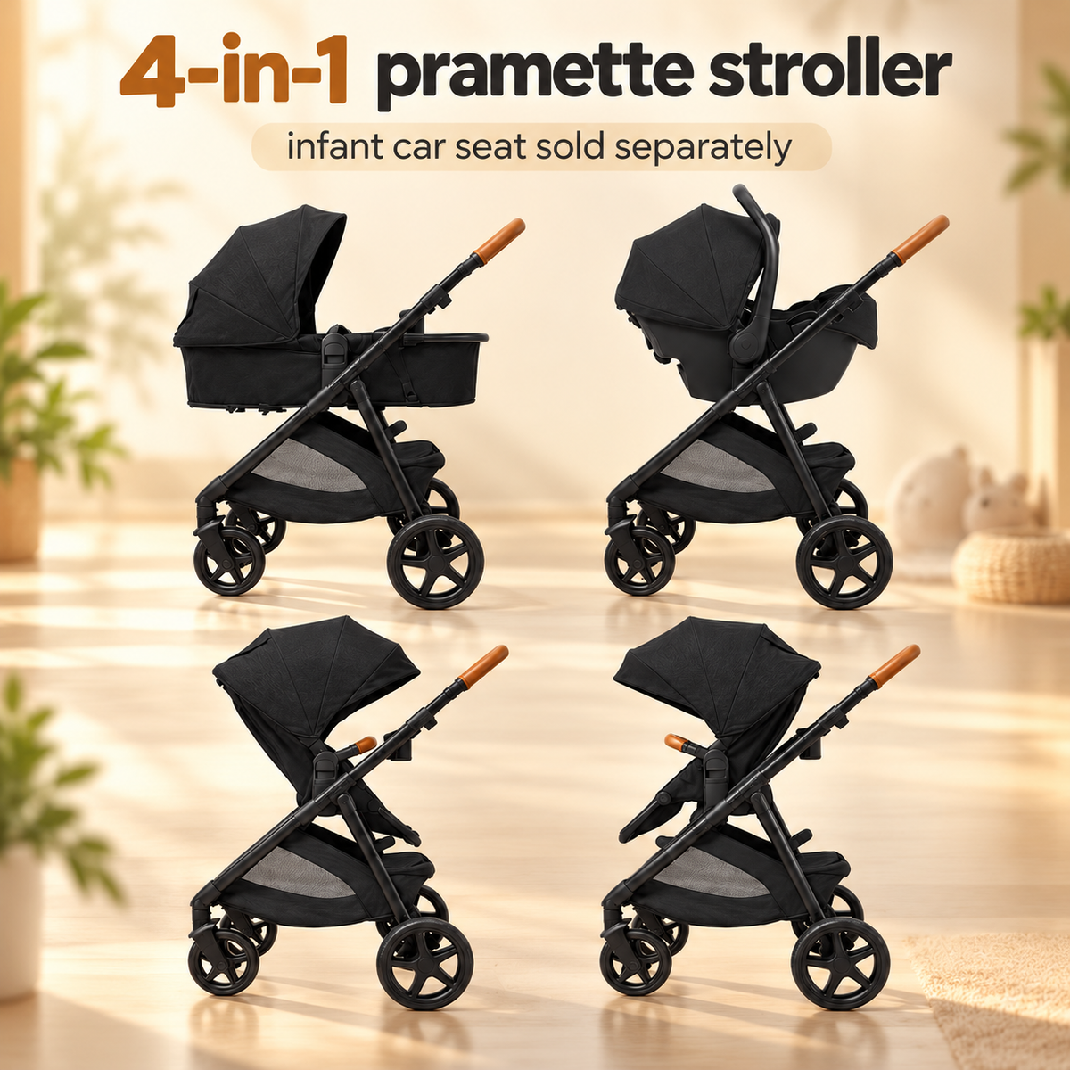 4-in-1 Baby Stroller Travel System with Infant Car Seat