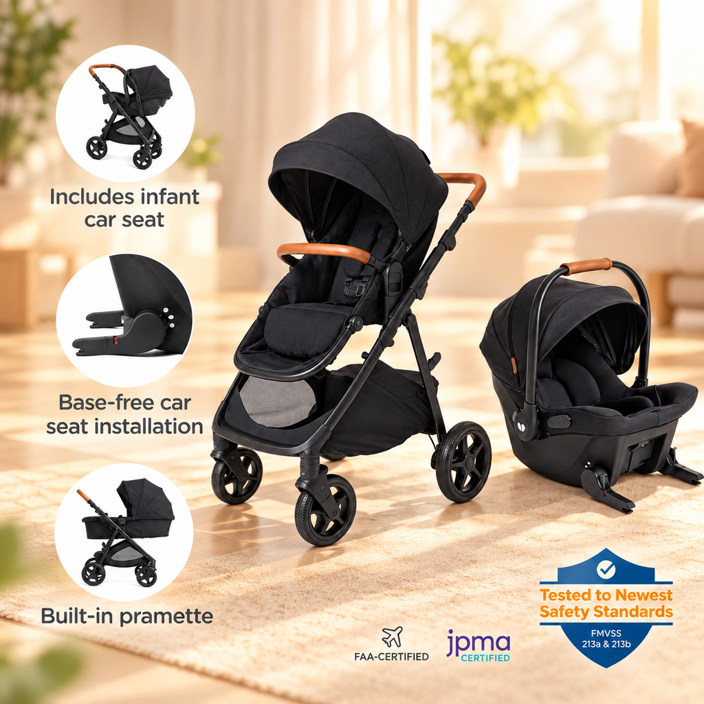 4-in-1 Baby Stroller Travel System with Infant Car Seat