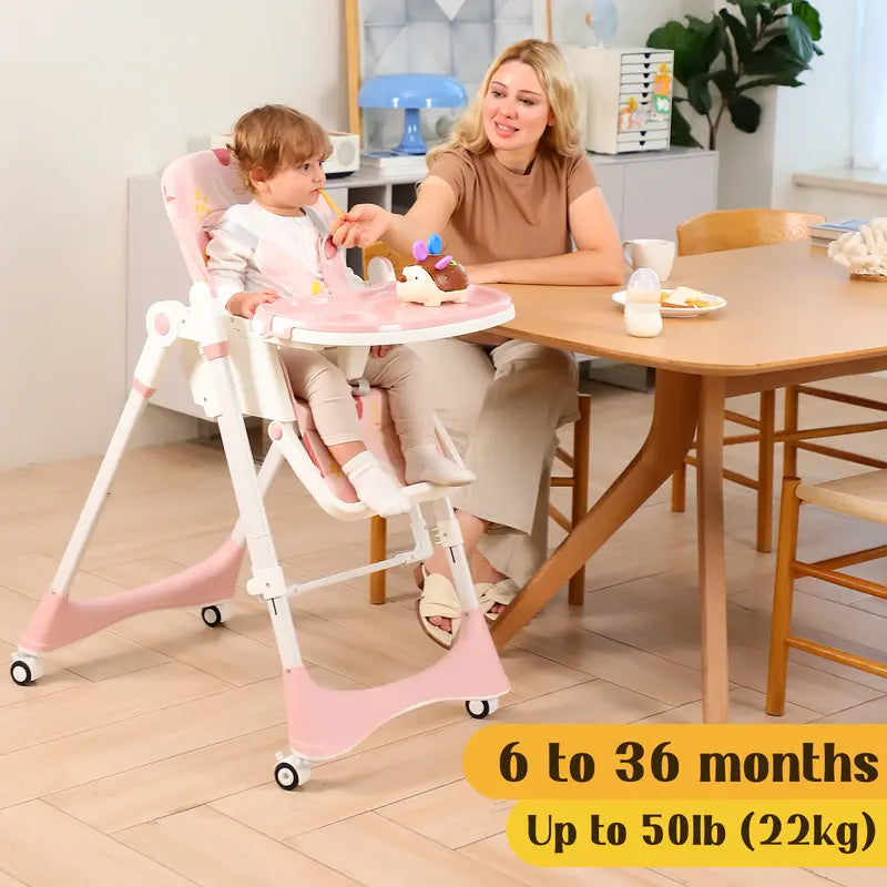 8-in-1 Adjustable Baby High Chair with Foldable Design