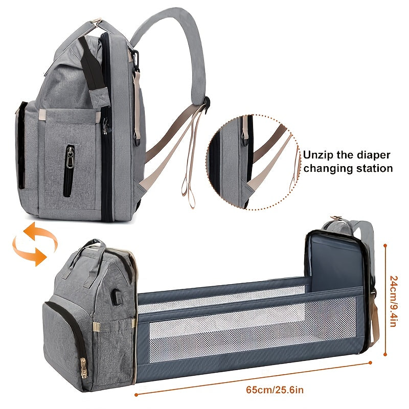 3 in 1 Multifunctional Baby Diaper Backpack with Stroller Straps