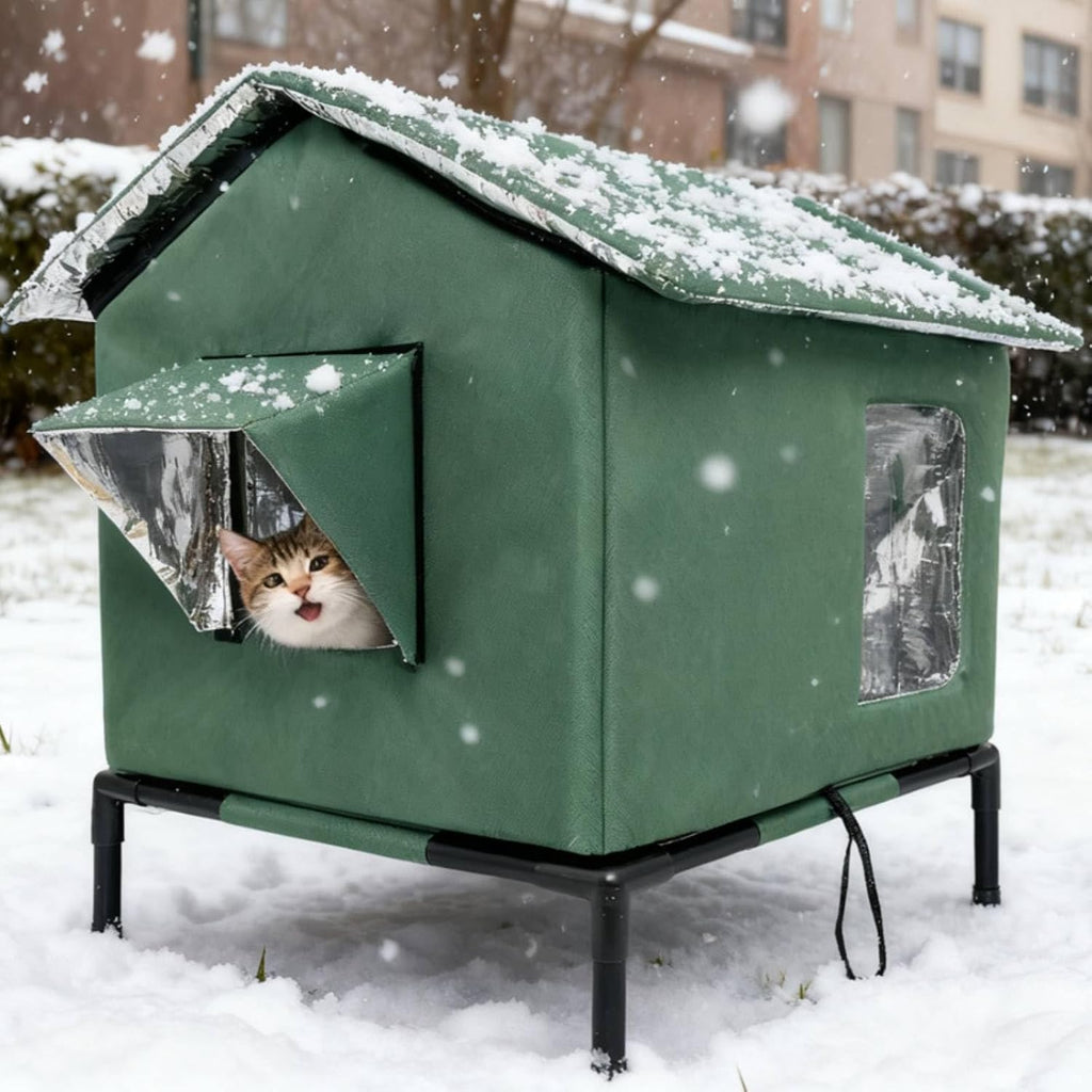 All-Weather Outdoor Cat Shelter – Waterproof & Foldable,Extra Large Insulated Outdoor Cat House