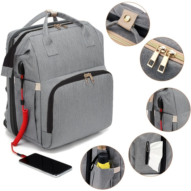 3 in 1 Multifunctional Baby Diaper Backpack with Stroller Straps