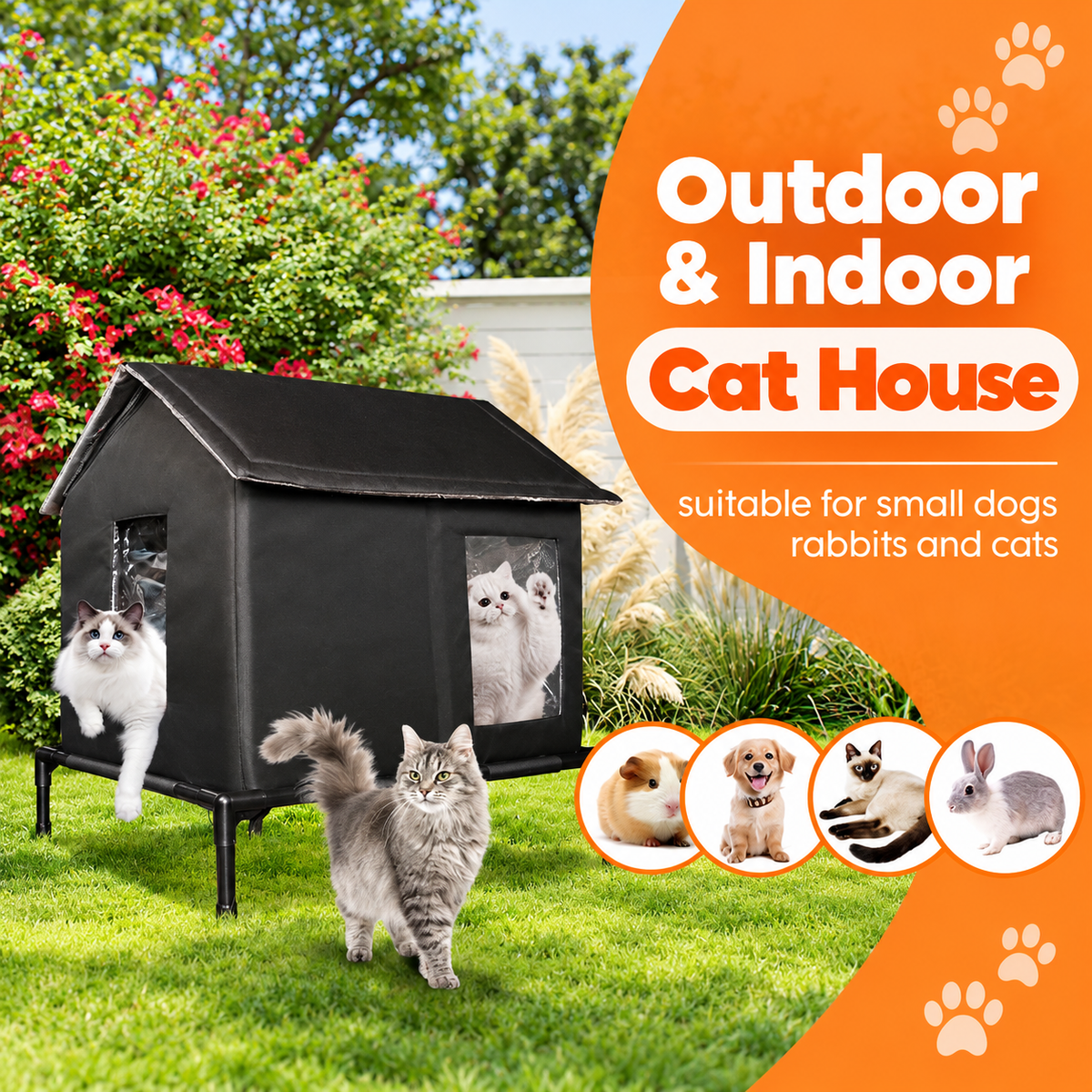All-Weather Outdoor Cat Shelter – Waterproof & Foldable,Extra Large Insulated Outdoor Cat House