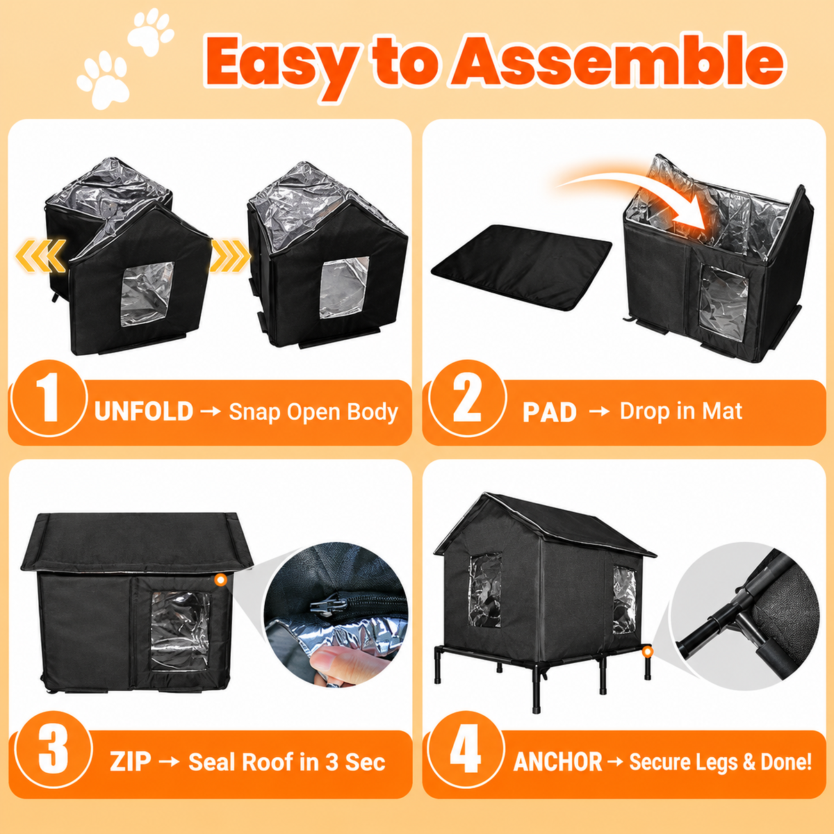 All-Weather Outdoor Cat Shelter – Waterproof & Foldable,Extra Large Insulated Outdoor Cat House