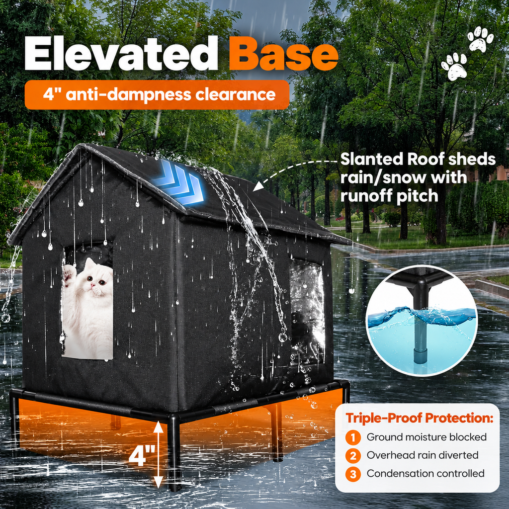 All-Weather Outdoor Cat Shelter – Waterproof & Foldable,Extra Large Insulated Outdoor Cat House
