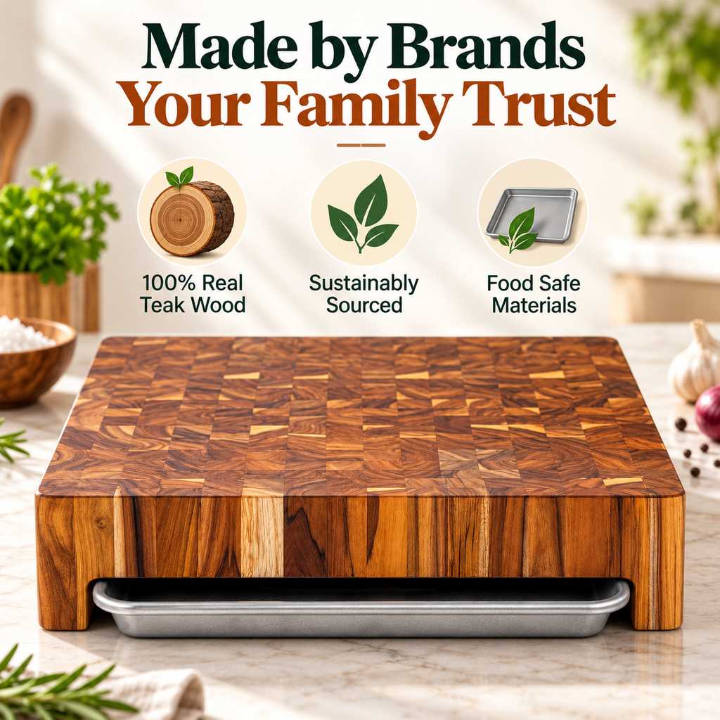 Teak Cutting Board & Quarter Sheet Pan Prep Set