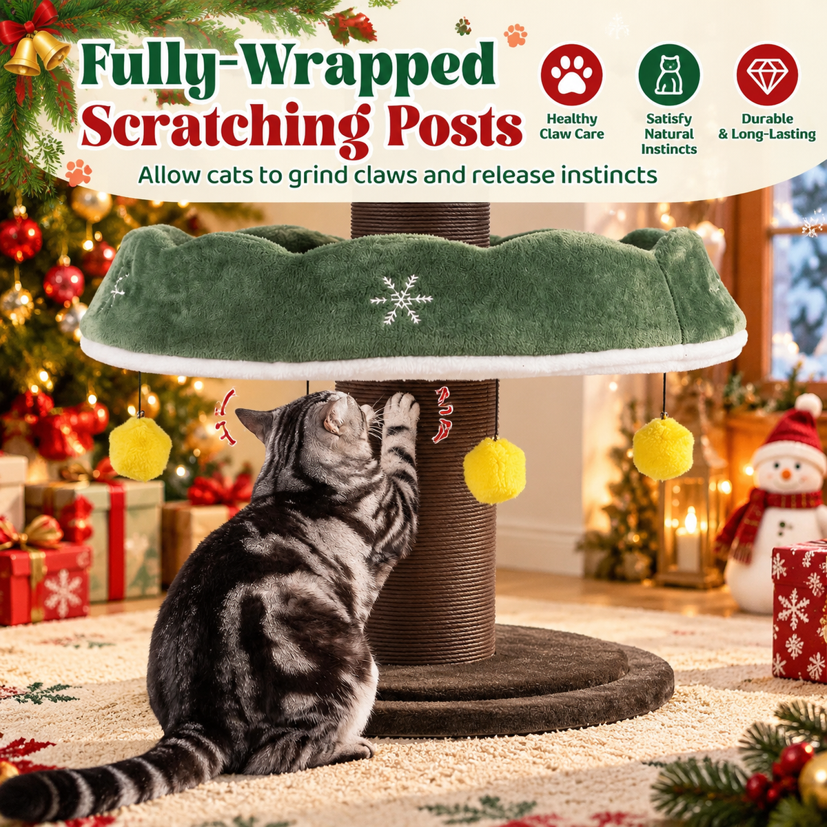 🎁 Christmas Early Bird Special 🎄70.5-Inch Christmas Tree Cat Tower with Condo & Toys