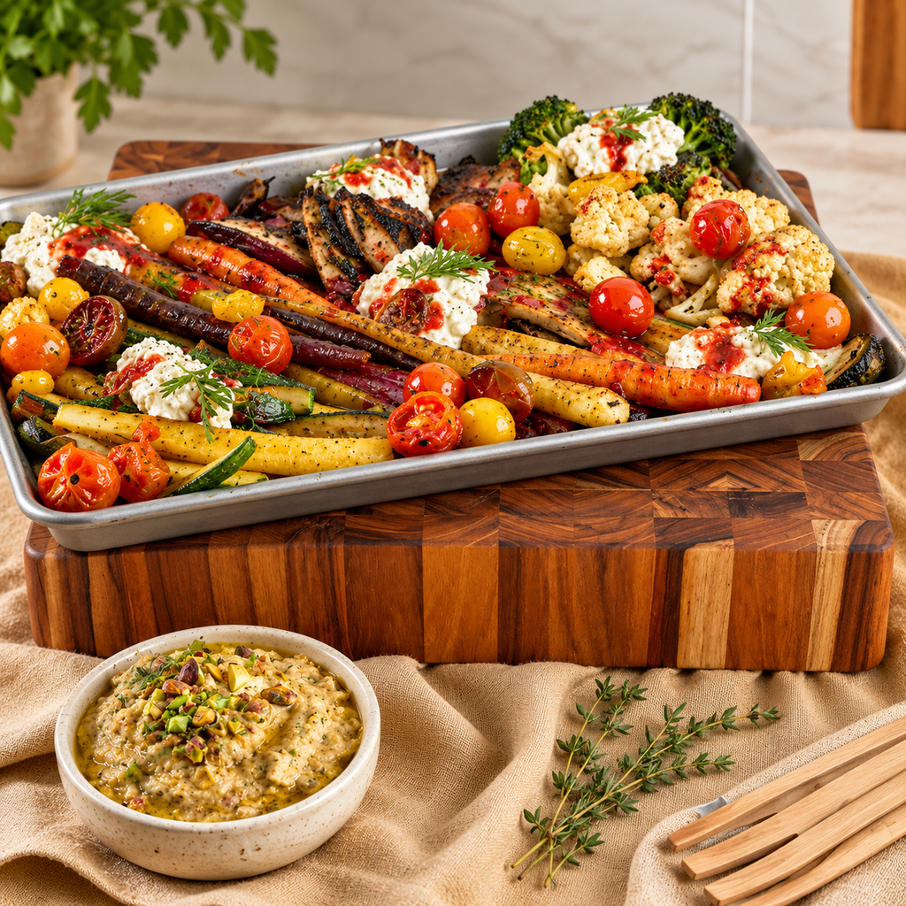 Teak Cutting Board & Quarter Sheet Pan Prep Set