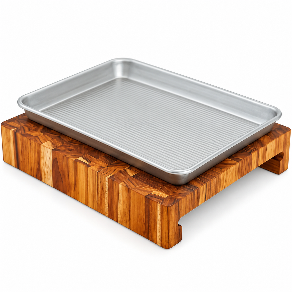 Teak Cutting Board & Quarter Sheet Pan Prep Set