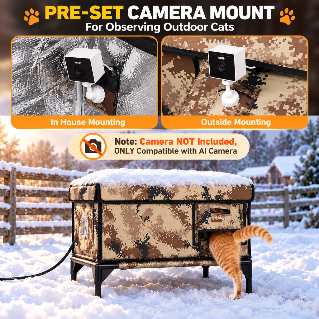 💕Pet Care|🐾Heated Insulated Outdoor Cat House with Safe Escape Door